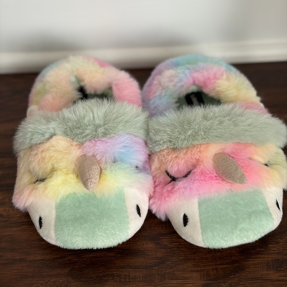 Lands' End Multicolor Unicorn Kids Slippers